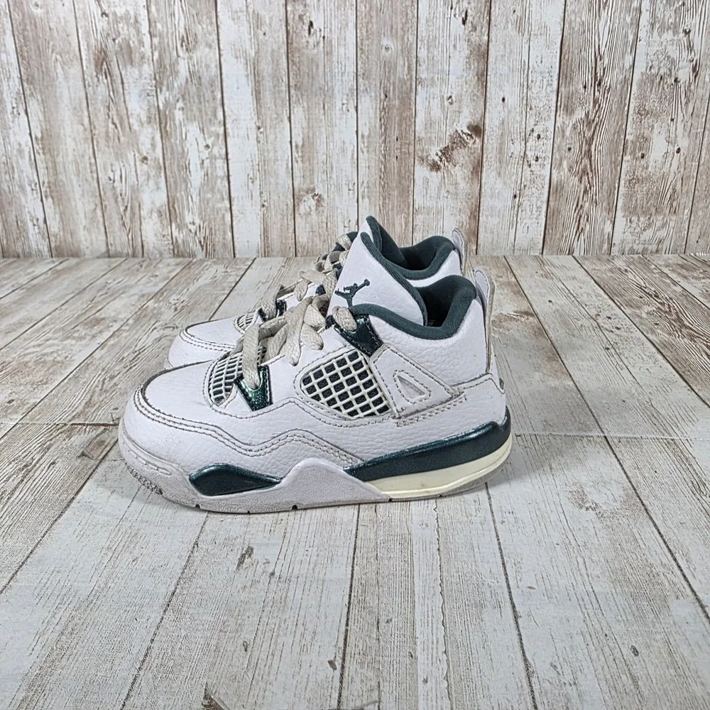 Jordan 4 Retro Toddler White Teal Green Basketball Shoes Size‎ 8c